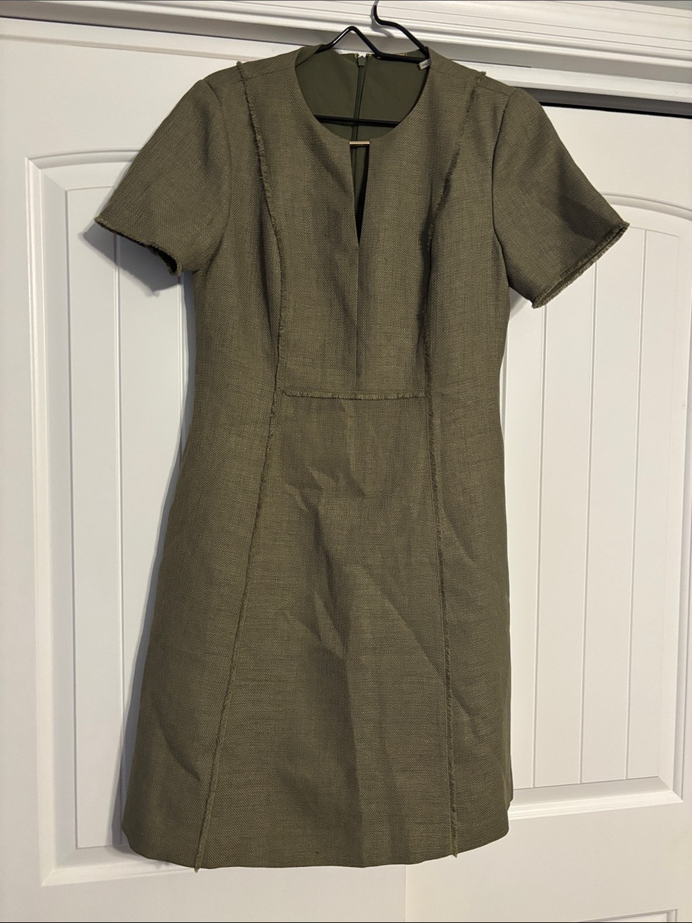 Elie Tahari Olive Green Short-Sleeve Sheath Dress